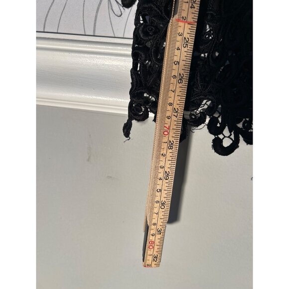 TVZ Blouse Womens Medium‎ Black lace Trimmed Sheer crochet Whims goth  Witchy - Picture 9 of 9